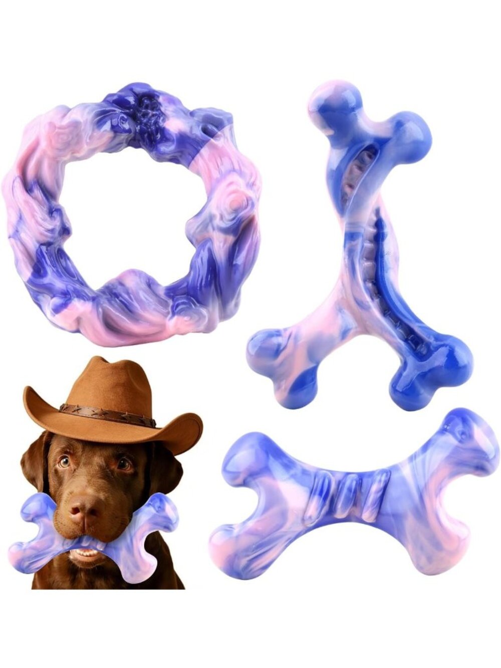Durable 3-Pack Dog Chew Toys for Aggressive Chewers - Tough Nylon Design